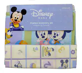 Regent - Disney Mickey Mouse Baby 3 pc Accessory Set ~ Receiving Blanket + Crib Dust Ruffle + Diaper Stacker - Multi