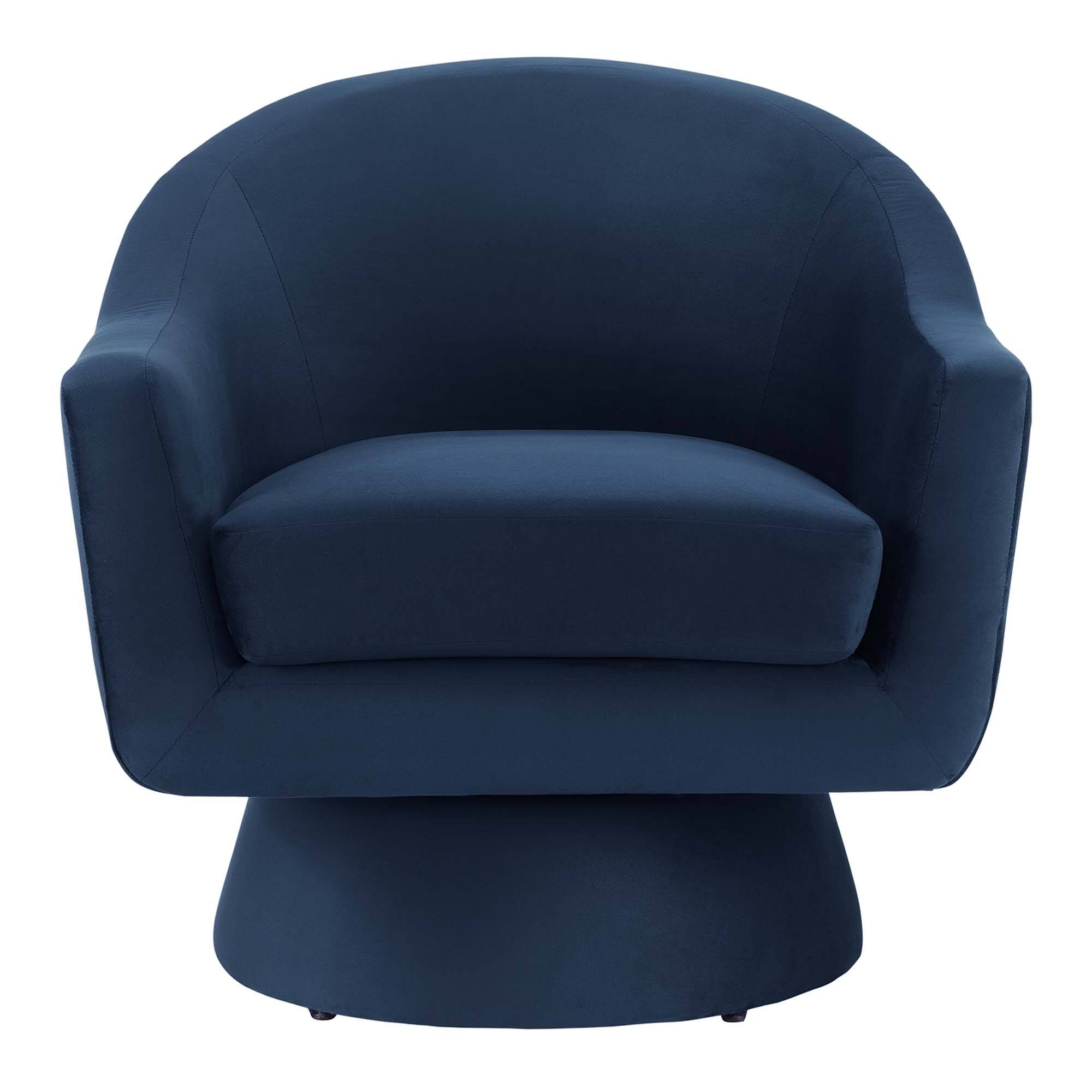 Alt View 4. Modway - Astral Performance Velvet Fabric and Wood Swivel Chair by Modway - Midnight Blue.