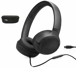 JBL - Tune 530C USB-C Wired On-Ear Headphones with Case - Black