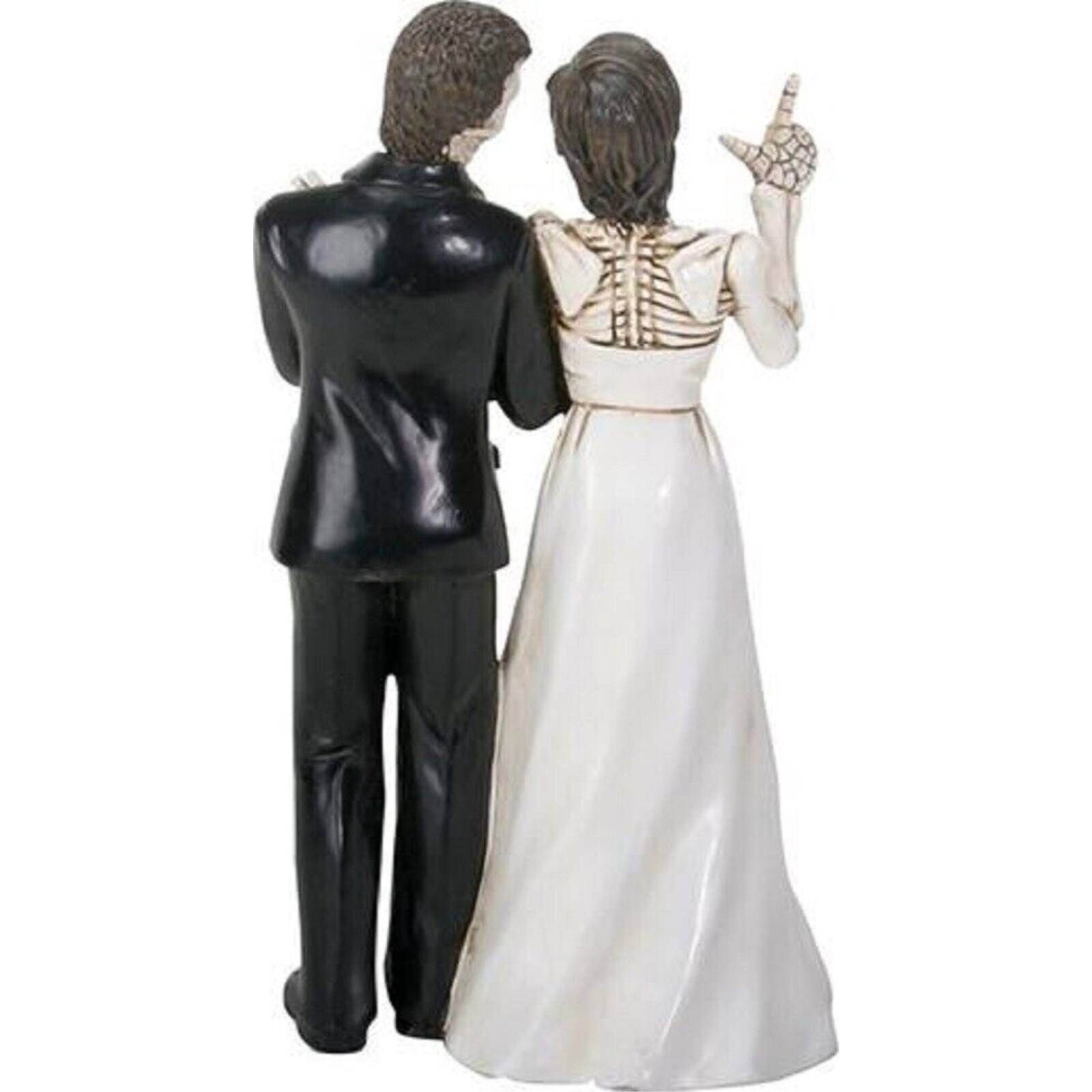 Angle. Pacific Trading - Love Never Dies Skeleton Wedding Couple Bride and Groom Figurine Decoration 6.25 inch - Multicolor.