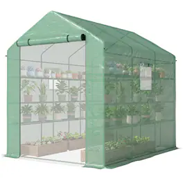 Outsunny - x 6' x 7' Temporary Greenhouse for Growing Flowers with Mesh Door & Windows
