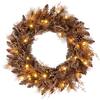 Front. Costway - Costway 1 PCS 24" Pre-lit Christmas Wreath Front Door Artificial Xmas Wreath with 105 Branch Tips - Brown.