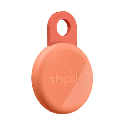 Front. Chipolo - LOOP - Rechargeable Bluetooth Tracker for Keys & Bags, Out of Range Alerts, Apple Find My & Android Find Hub Compatible - Coral.