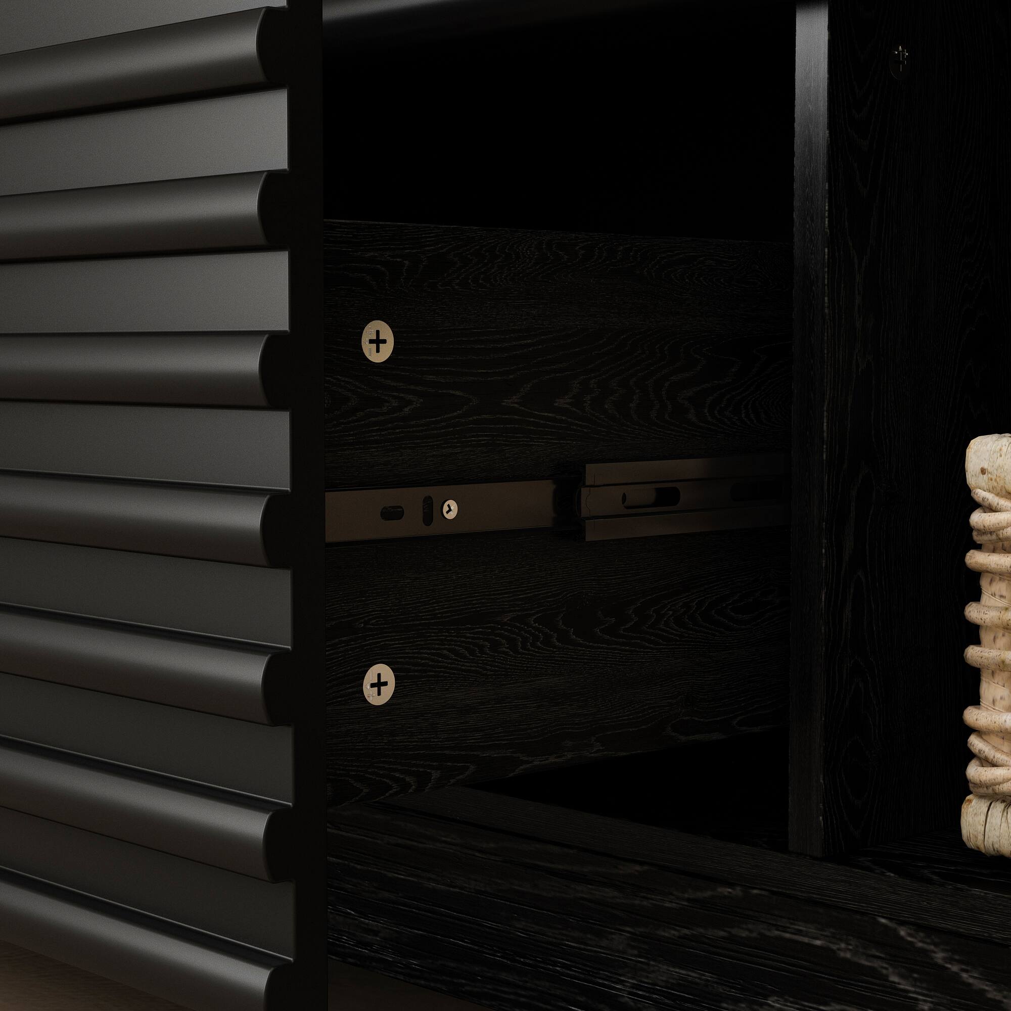 Alt View 2. Famapy - Famapy Modern TV Stand: Up to 75 - Inch Fit, Textured Surface, High - End Style - Black.