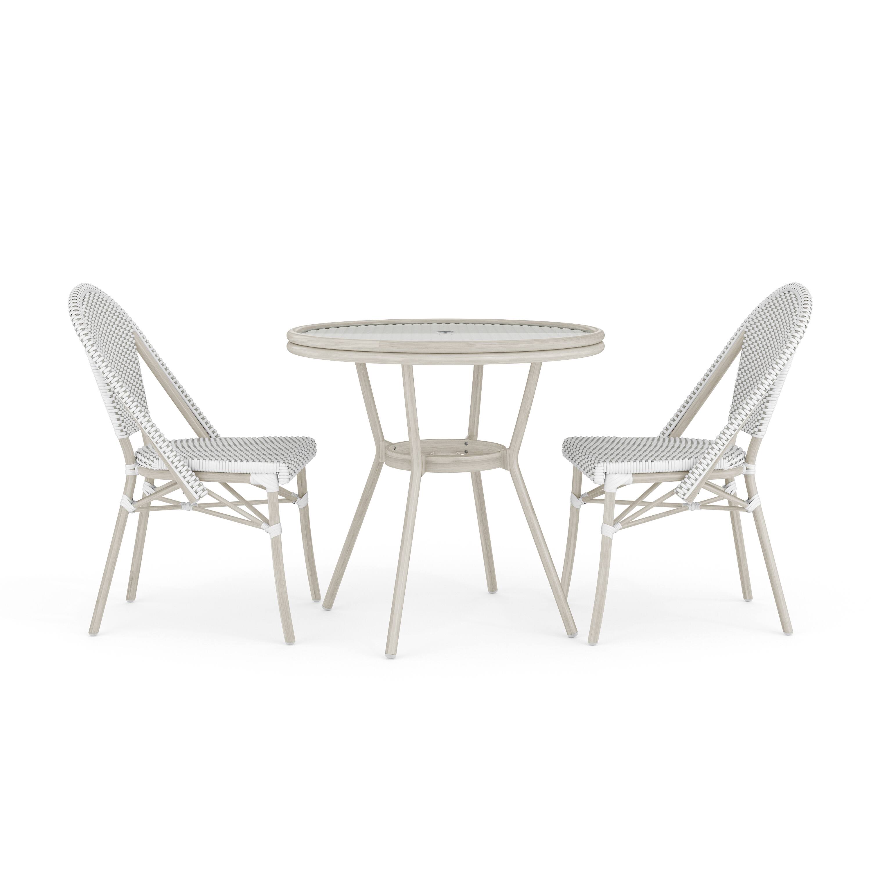 Martha Stewart - Lily Pond All Weather Woven Bistro Table and Chairs Set with Aluminum Frames - Gray & White/Gray Frame