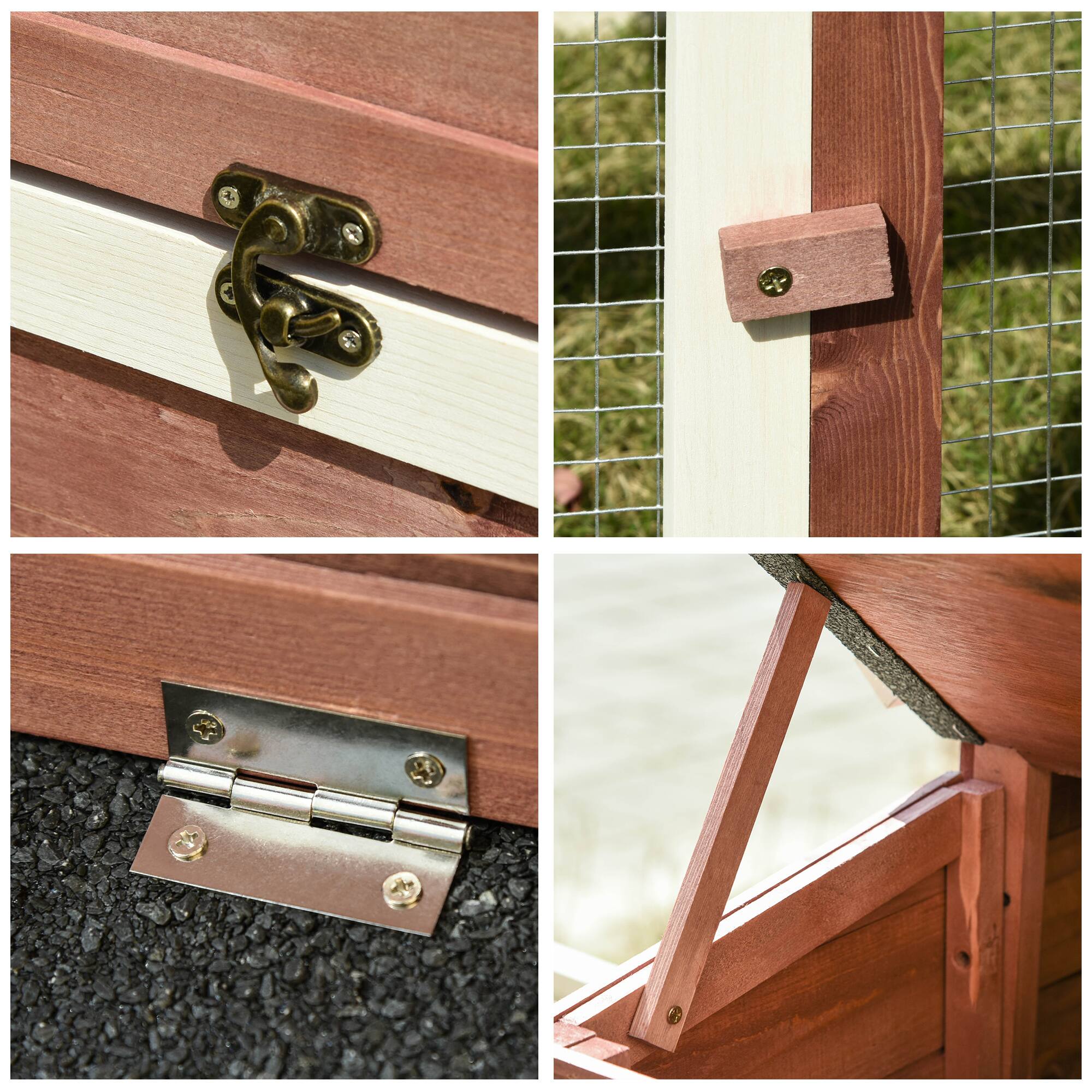 Alt View 5. Pawhut - 114" Customizable Wooden Outdoor Chicken Coop, Poultry Hen House with Nesting Box, Double Runs, Asphalt Roof, Ramp.