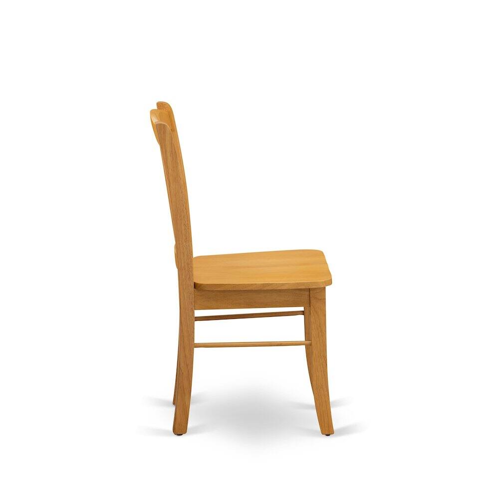Back. East West Furniture - OXDL5-OAK-W - 5-Piece Dining Room Table Set- 4 Wooden Chair and Wood Dining Table - Wooden Seat and Slatted Chair Back - Oak.