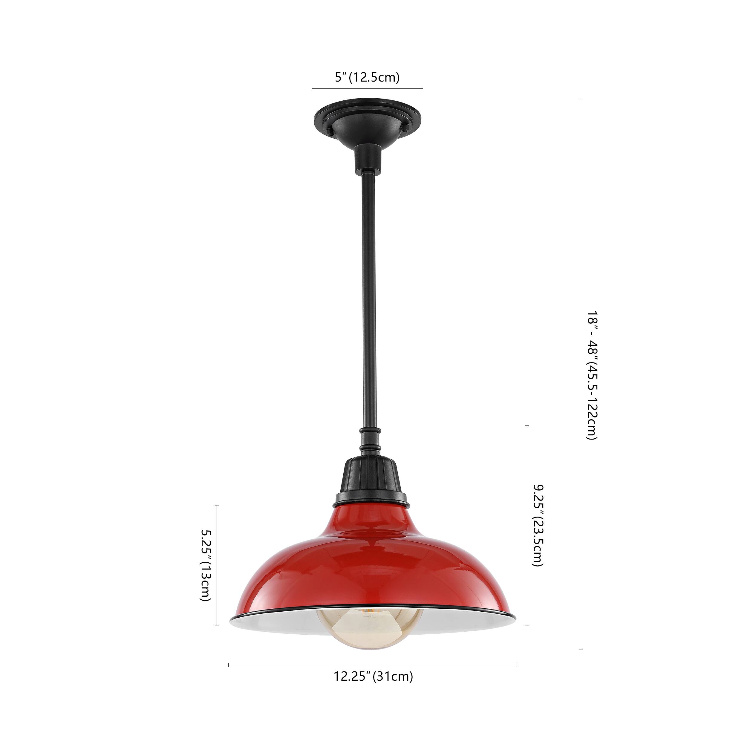 5" (12.5cm)  
5.25" (13cm)  
9.25" (23.5cm)  
18"- 48" (45.5-122cm)  
12.25" (31cm)