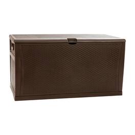 Emma + Oliver - 120 Gallon Plastic Deck Box for Outdoor Patio Storage & Deck Organization - Brown
