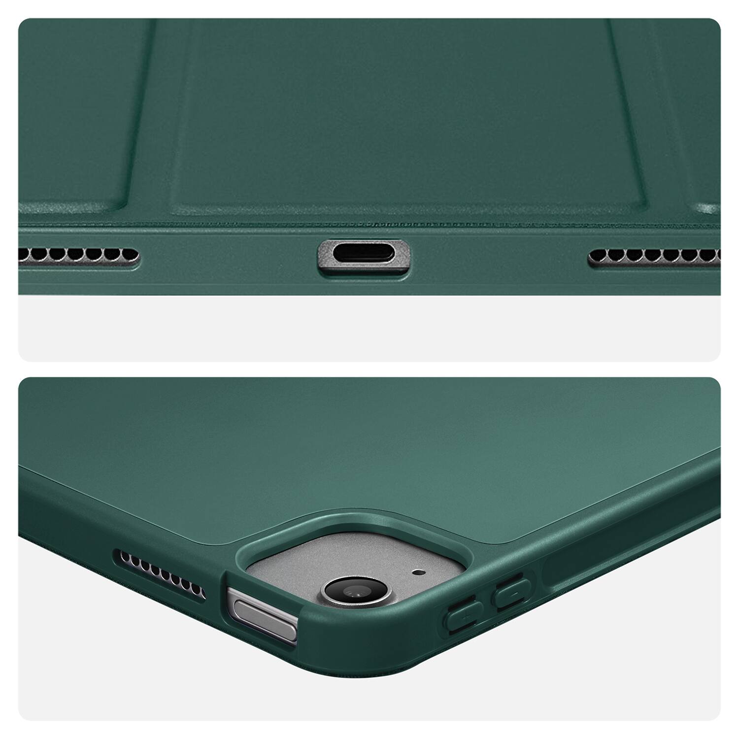 Angle. Vena - For Apple iPad Air 13 Inch Case with Pencil Holder, iPad Air M3 13 Inch Case, Trifold Stand, iPad Pro 12.9" Case, Green - Green.