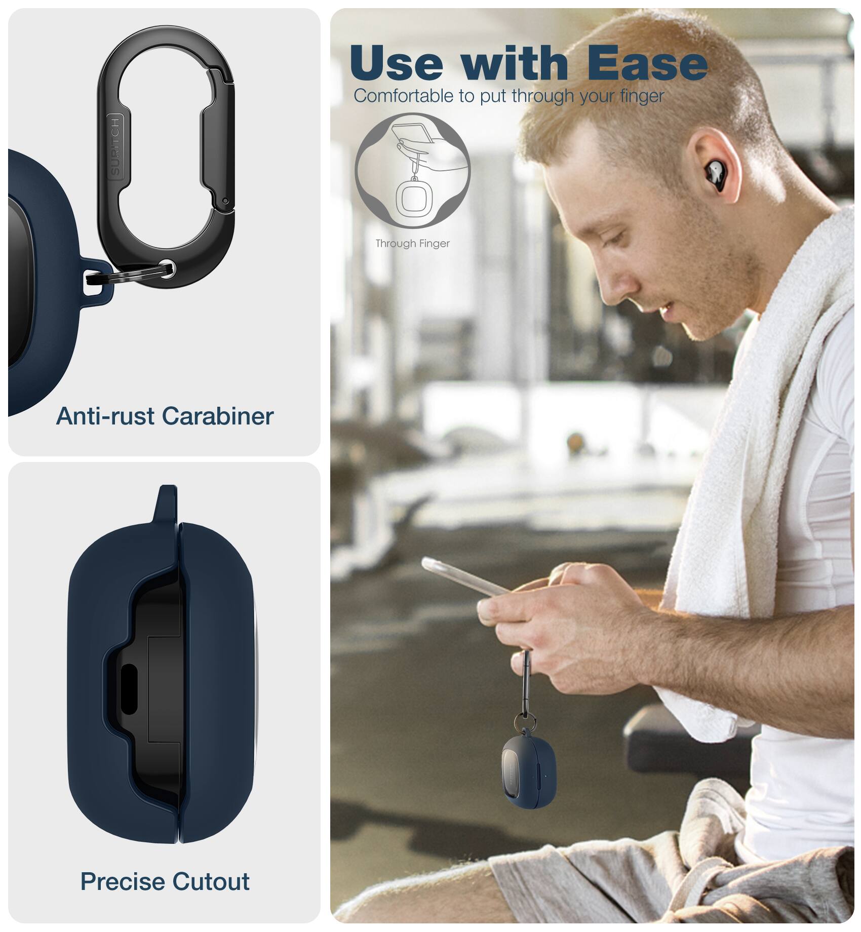 SUBITCH  
Use with Ease  
Comfortable to put through your finger  
Through Finger  
Anti-rust Carabiner  
Precise Cutout
