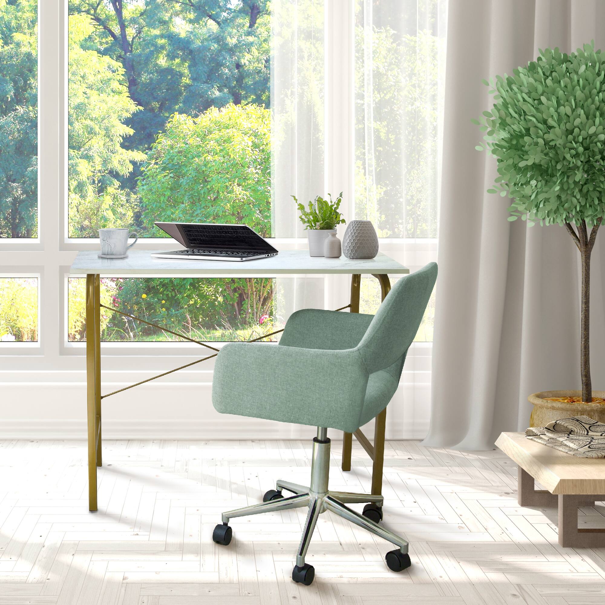 Alt View 2. Teamson Home - 40" Home Office Computer Desk with Metal Base - Brass.