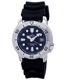 RATIO - FreeDiver Professional Quartz 22AD202 Mens Watch 200M Sapphire Crystal - Silver and black