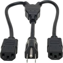 Tripp Lite - by Eaton Power Cord Splitter C14 to 2xC13 PDU Style - 10A 250V 18 AWG 18-in. (45.72 cm) Black - For Computer - Black Powder Coat