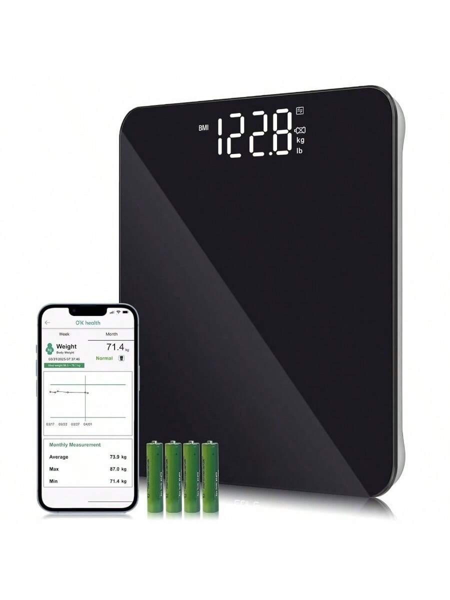 Pacoar Cade - Digital scale highly accurate, 400 lbs Capacity ideal for fitness tracking, Digital Display, User-Friendly - 440lb(Black) + 9211