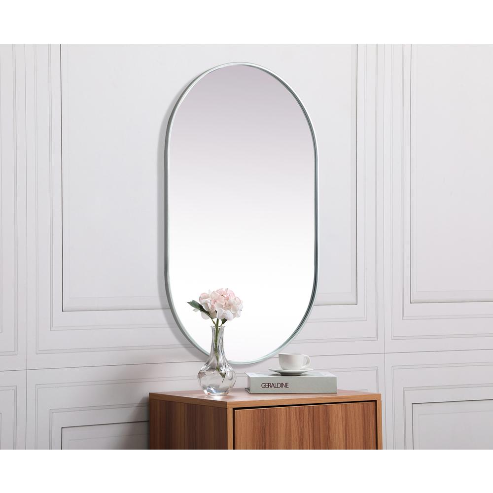 Alt View 4. Elegant Decor - Metal Frame Oval Mirror 30x48 Inch in Silver - Silver.