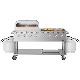 Koolmore - 60 in. 8-Burner Commercial Outdoor Propane Gas Grill with 30 in. Pizza Oven in Stainless-Steel, ETL Listed (CGKIT6-P30) - Stainless Steel