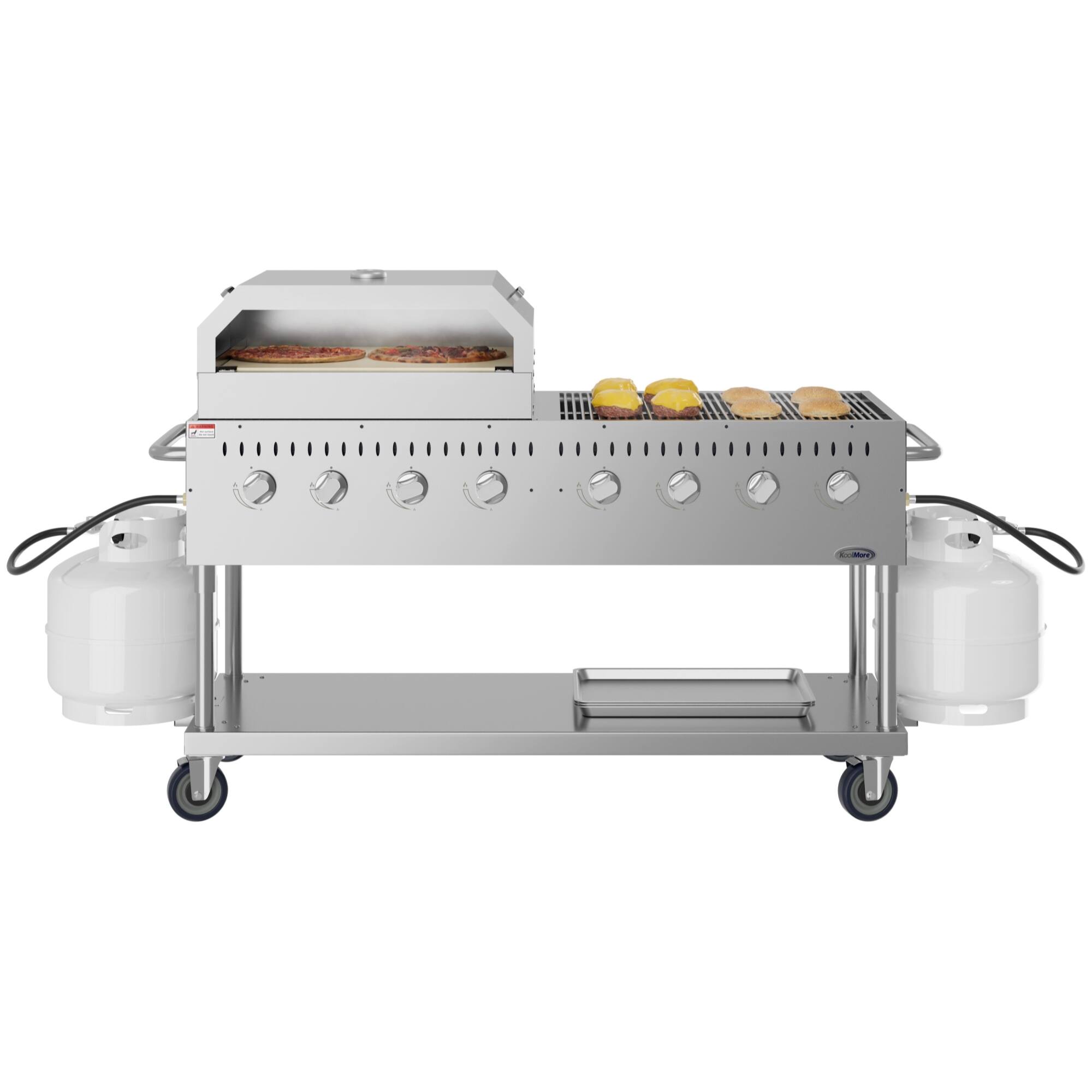 Front. Koolmore - 60 in. 8-Burner Commercial Outdoor Propane Gas Grill with 30 in. Pizza Oven in Stainless-Steel, ETL Listed (CGKIT6-P30) - Stainless Steel.