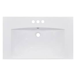 30" Single Bathroom Basin Sink, Vanity Top Only, 3-Faucet Holes, Resin