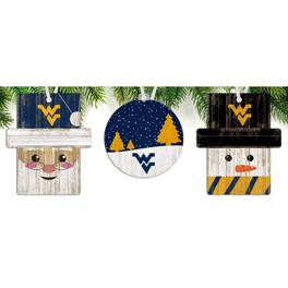 Fan Creations - West Virginia Mountaineers 3-Pack Ornament Set - Multicolor