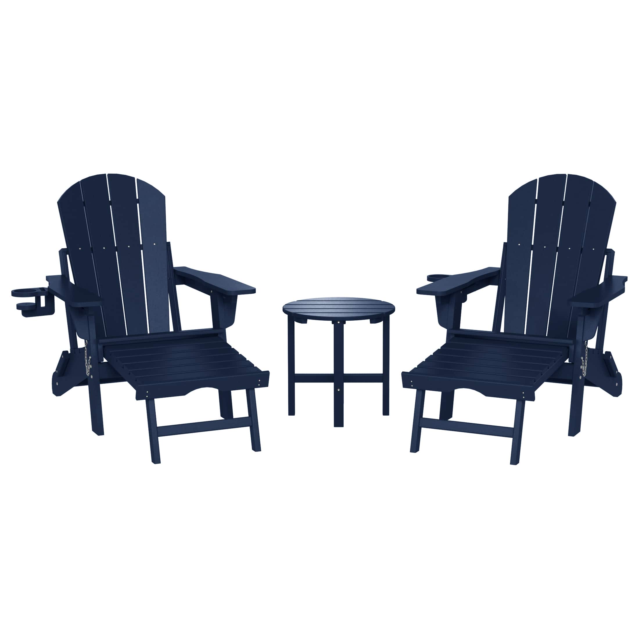 WestinTrends - Malibu 3-Piece Outdoor Folding Adjustable Adirondack Chair with Cup Holder & Side Table - Navy Blue price history on PriceWatchPro