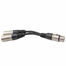 Stock Preferred - 1ft XLR 3-Pin Female to Dual XLR Male Y Splitter Cable Adapter - Black