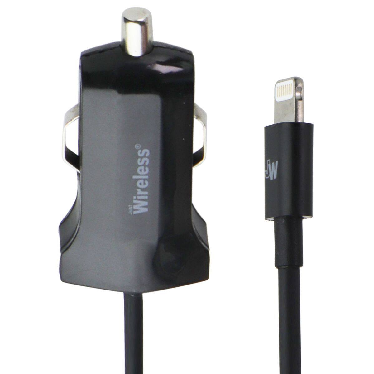 Alt View 1. Just Wireless - 2.1 Amp High Speed Car Charger with 8-Pin Connector - Black.