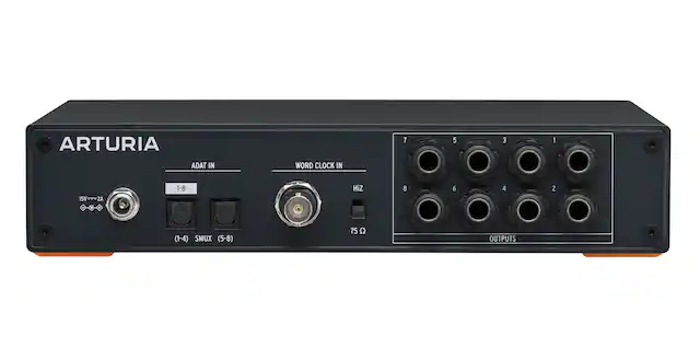 ARTURIA
ADAT IN
WORD CLOCK IN
15V2A
I5V
1-8 HiZ
(1-4) SMUX (5-8)
75 Ω
OUTPUTS