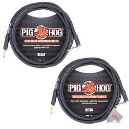 Pig Hog - Tour Grade 10ft Instrument Cable 1/4 Inch to 1/4 Inch Right Angle to Straight Connectors - PH10R - 2 Units