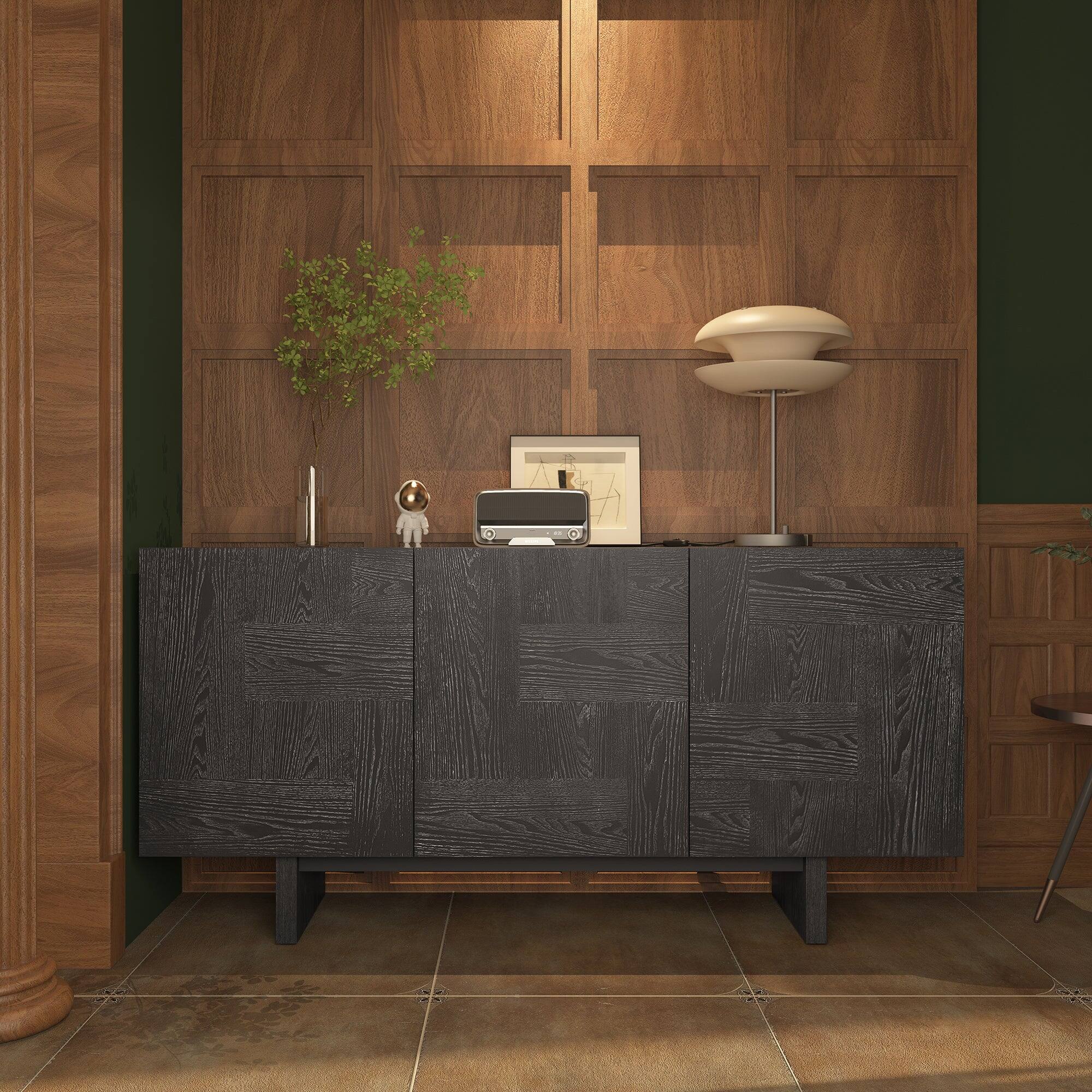 Alt View 1. Boyel Living - Black Grain TV Stand Fits TVs up to 60 to 75 in. - Black.