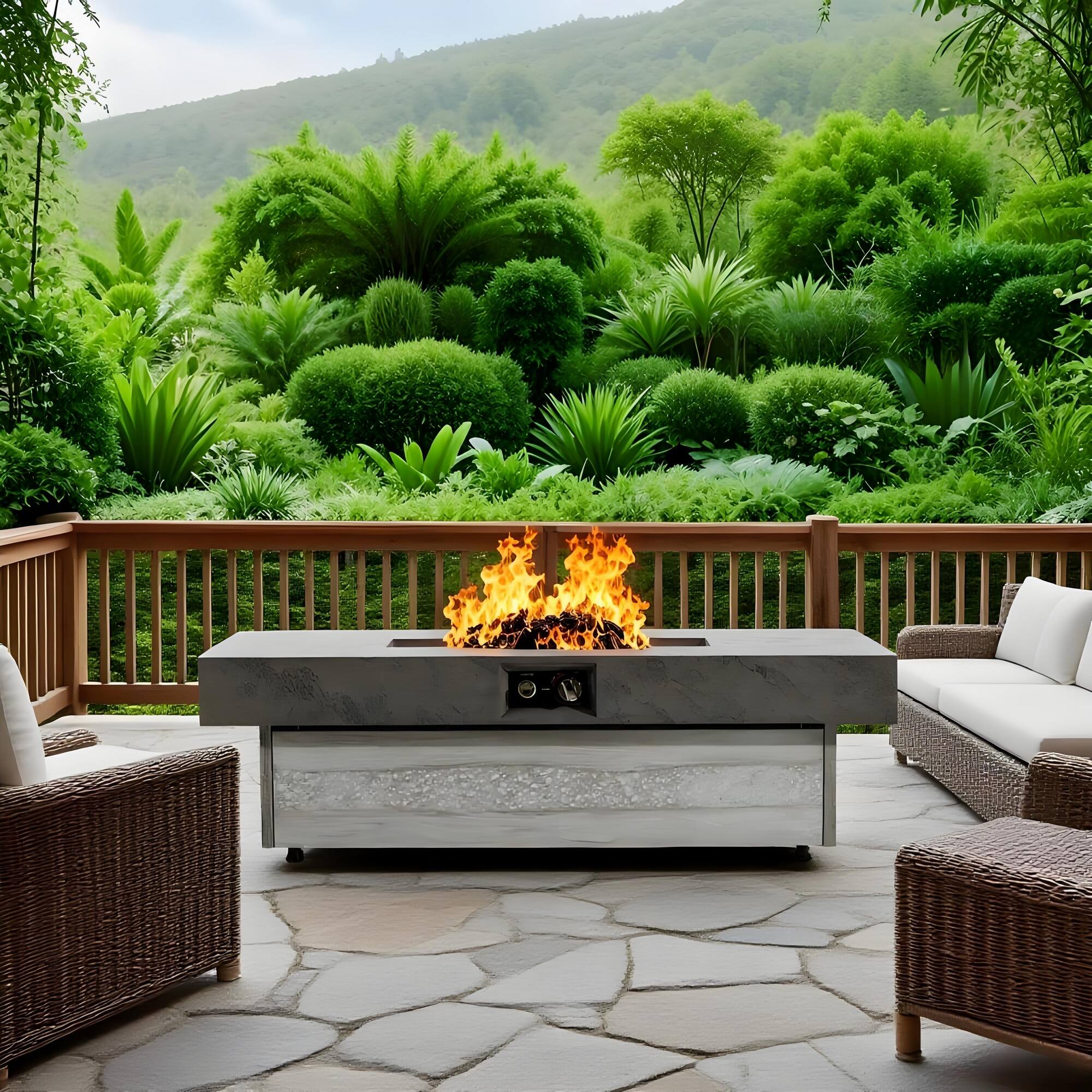 Left. APRILSOUL - Outdoor Firepit Table 48 x 24 Inch Rectangle Fire Pit Table 50000 BTU Propane Fire Pits Table for Patio Set.