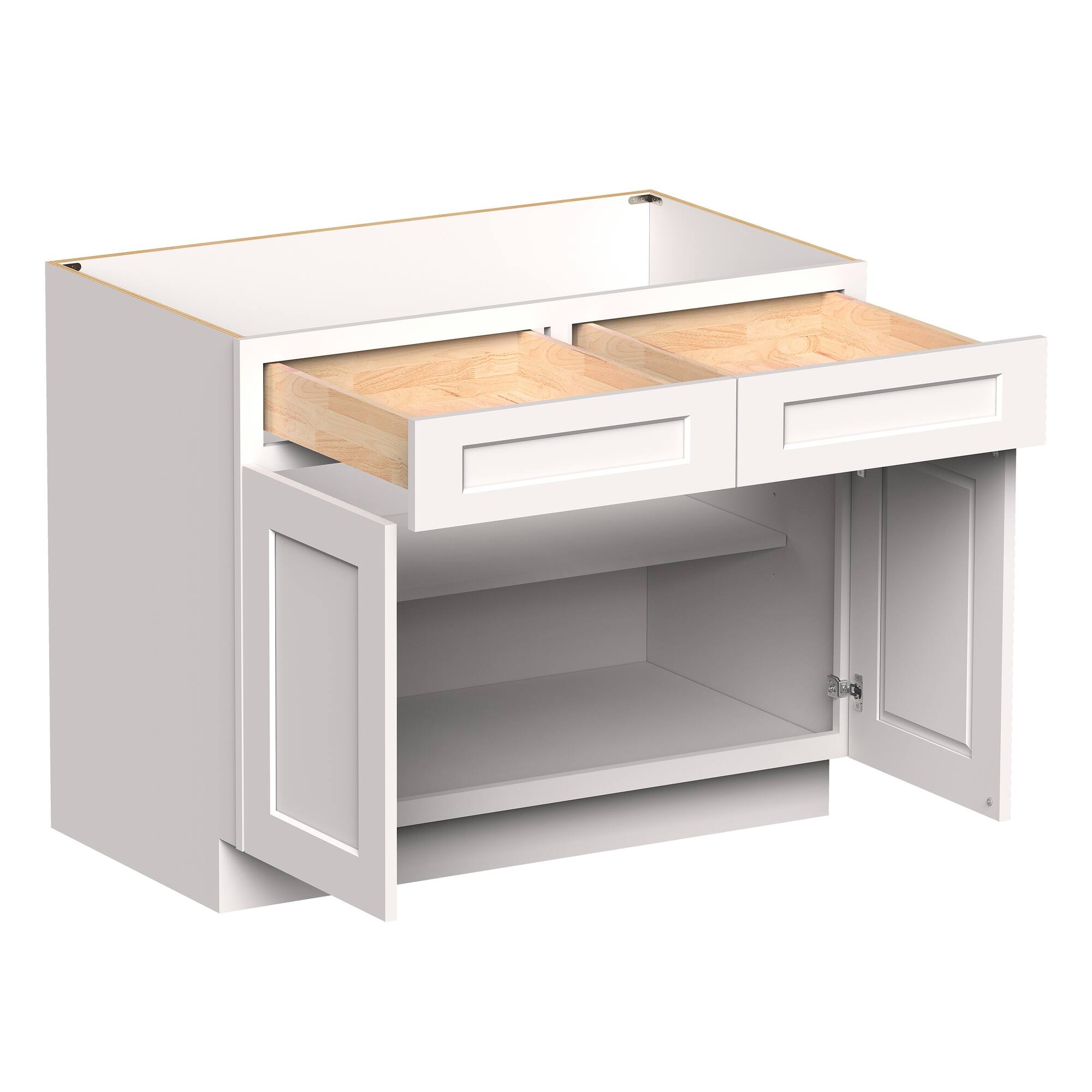 Angle. Boyel Living - 42-in W x 34.5-in H x 24-in D Shaker RTA Kitchen Base Cabinet with Soft-Close - White Shaker.