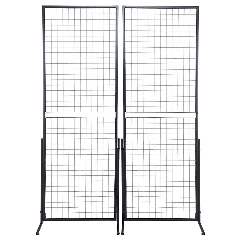 Alt View 4. VEVOR - 2' x 5.6' Grid Wall Panels Tower, 2 Packs Wire Gridwall Display Racks with T-Base Floorstanding - Black.