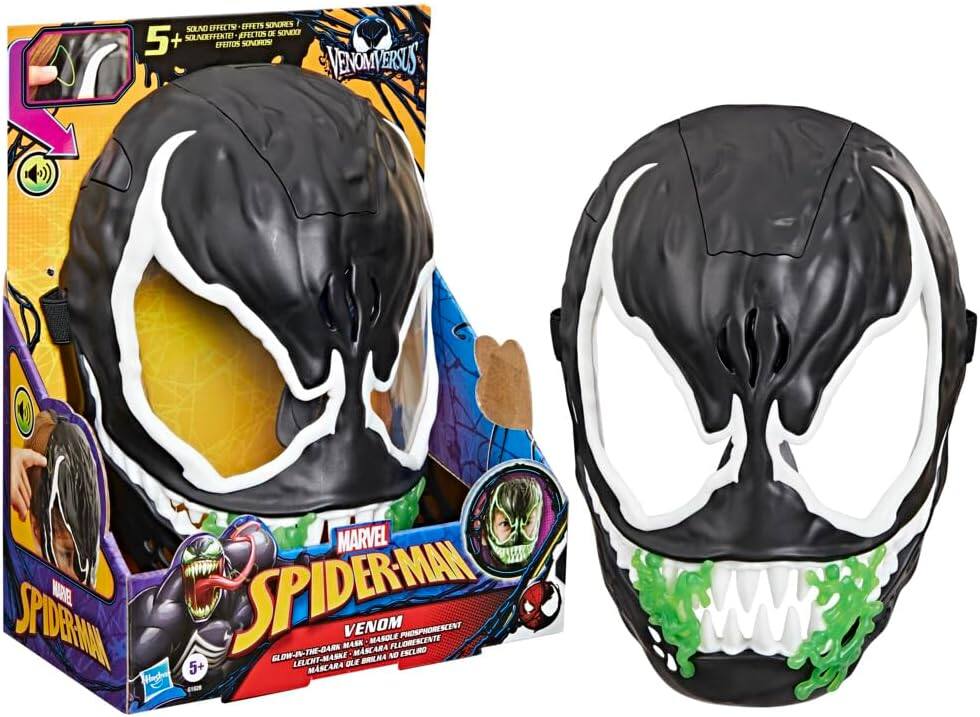 EFFETS SONORES  
7 SOUND EFFECTS  
EFECTOS DE SONIDO  
5+  

MARVEL  
SPIDER-MAN  
VENOM  
GLOW-IN-THE-DARK  
MASQUA FLUORESCENTE  
LENTA OULE BRILHA  
CARA OULE BRILHA NO ESCURO  

VENOM VERSUS
