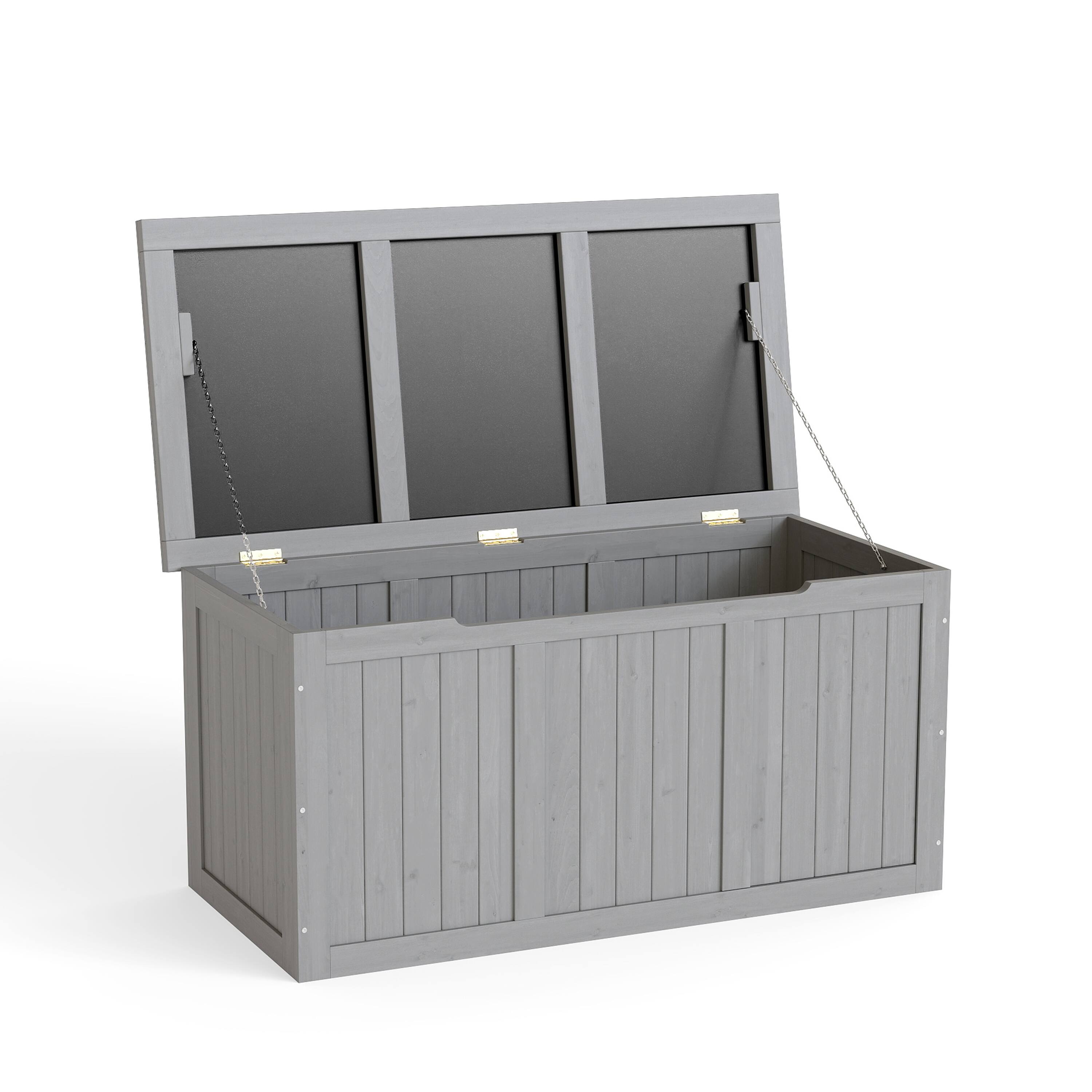 Front. APRILSOUL - 67 Gallon Wooden Deck Box with Spacious Storage Durable Weather Resistant - Gray.