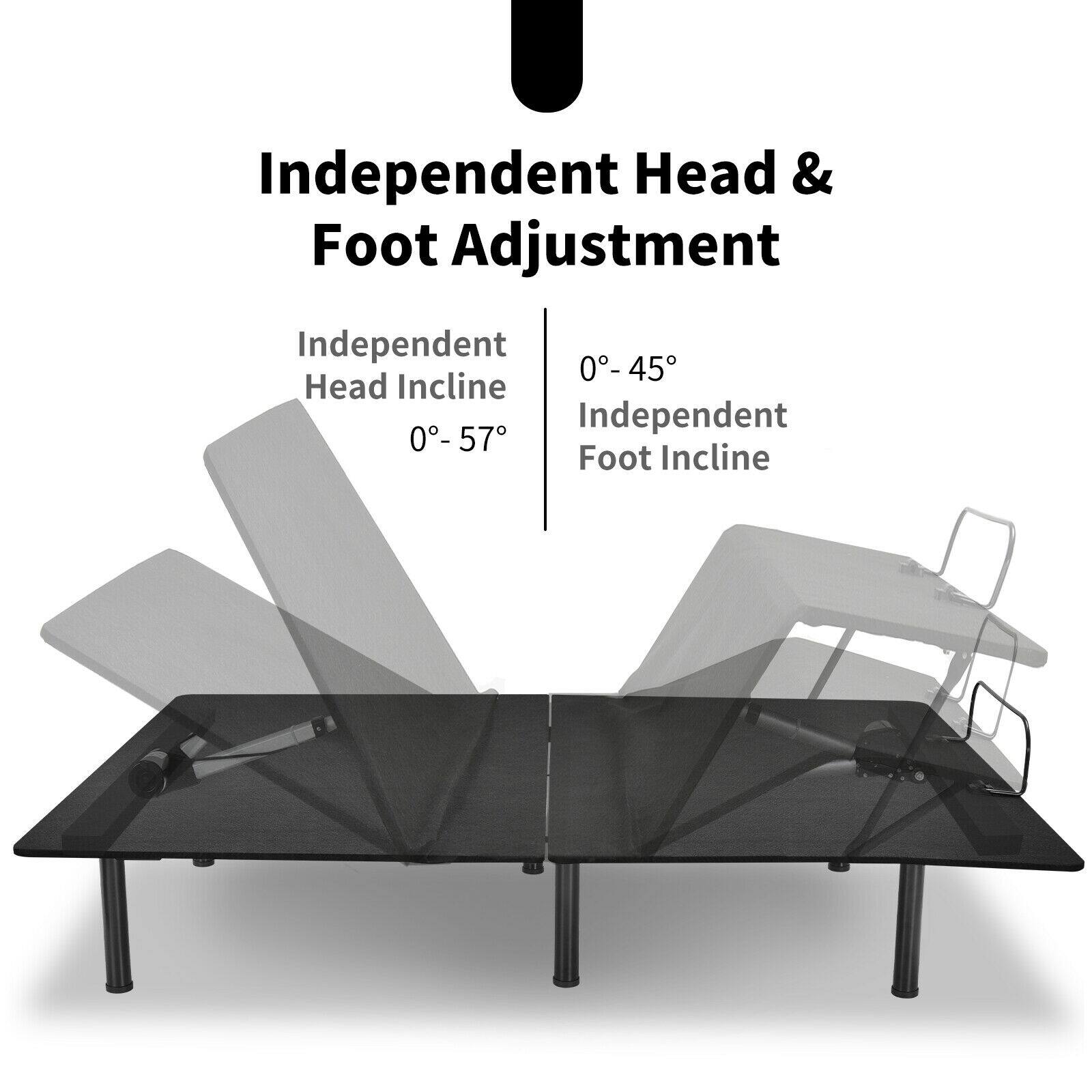 Independent Head & Foot Adjustment
Independent Head Incline 0-57°
Independent Foot Incline 0-45°