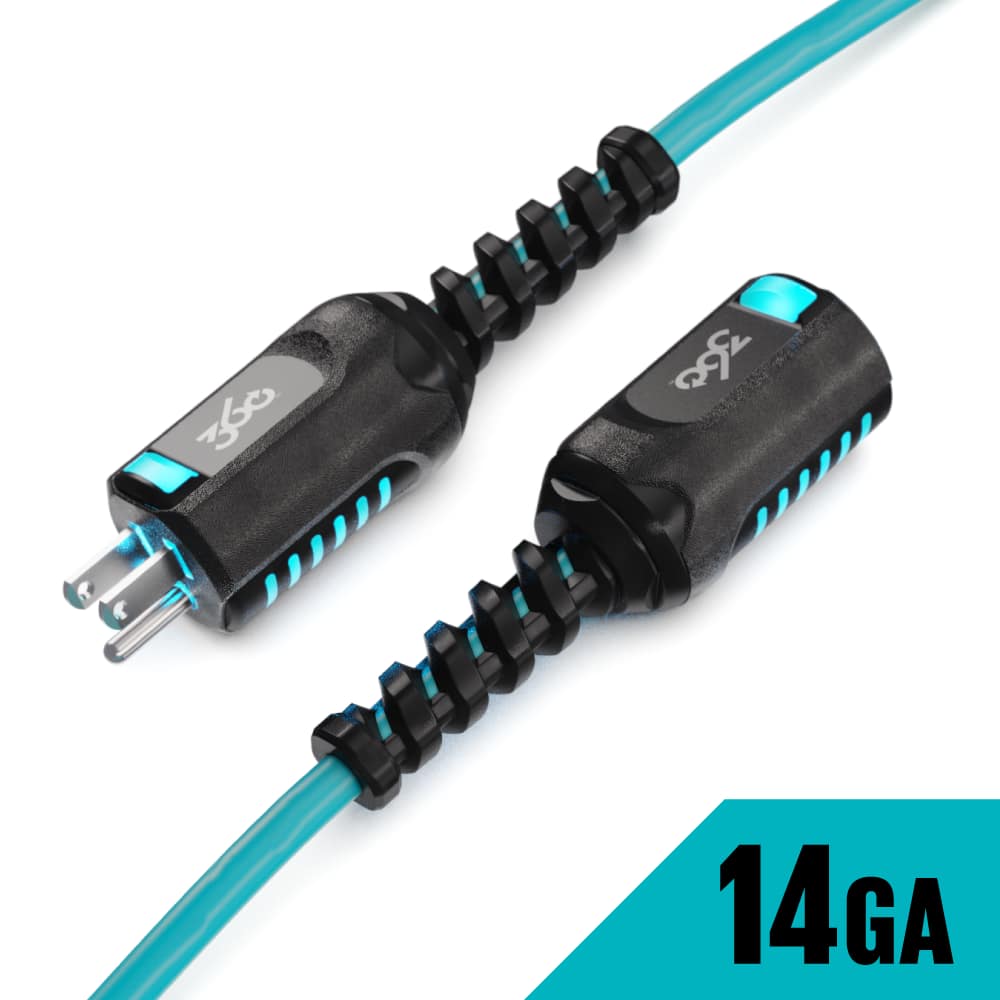 360 Electrical - Heavy-Duty PowerFlex (50ft 14/3) - Aqua/Grey