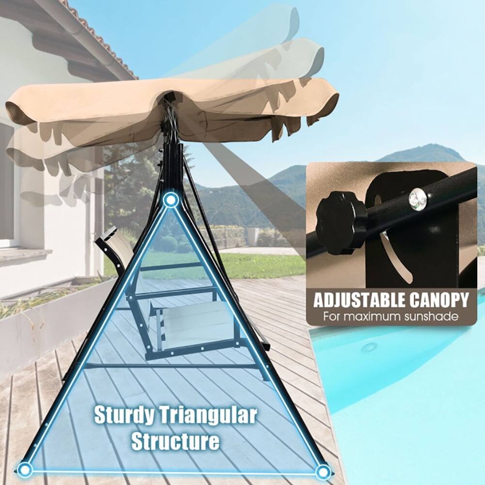 ADJUSTABLE CANOPY  
For maximum sunshade  

Sturdy Triangular Structure