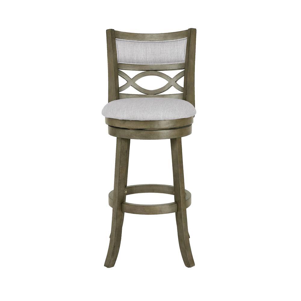 Left. New Classic Furniture - New Classic Manchester Gray Wood Swivel Bar Stool with Fabric Seat (Set of 2) - Grey.