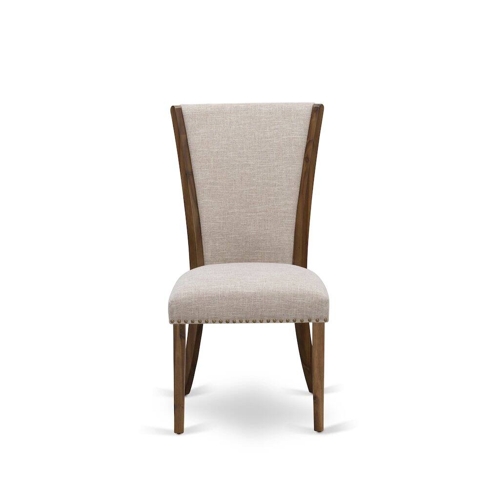 Alt View 2. East West Furniture - Set of 2 - Modern Chairs- mid century Dining Chairs Includes Antique Walnut Wooden Structure - Brown.