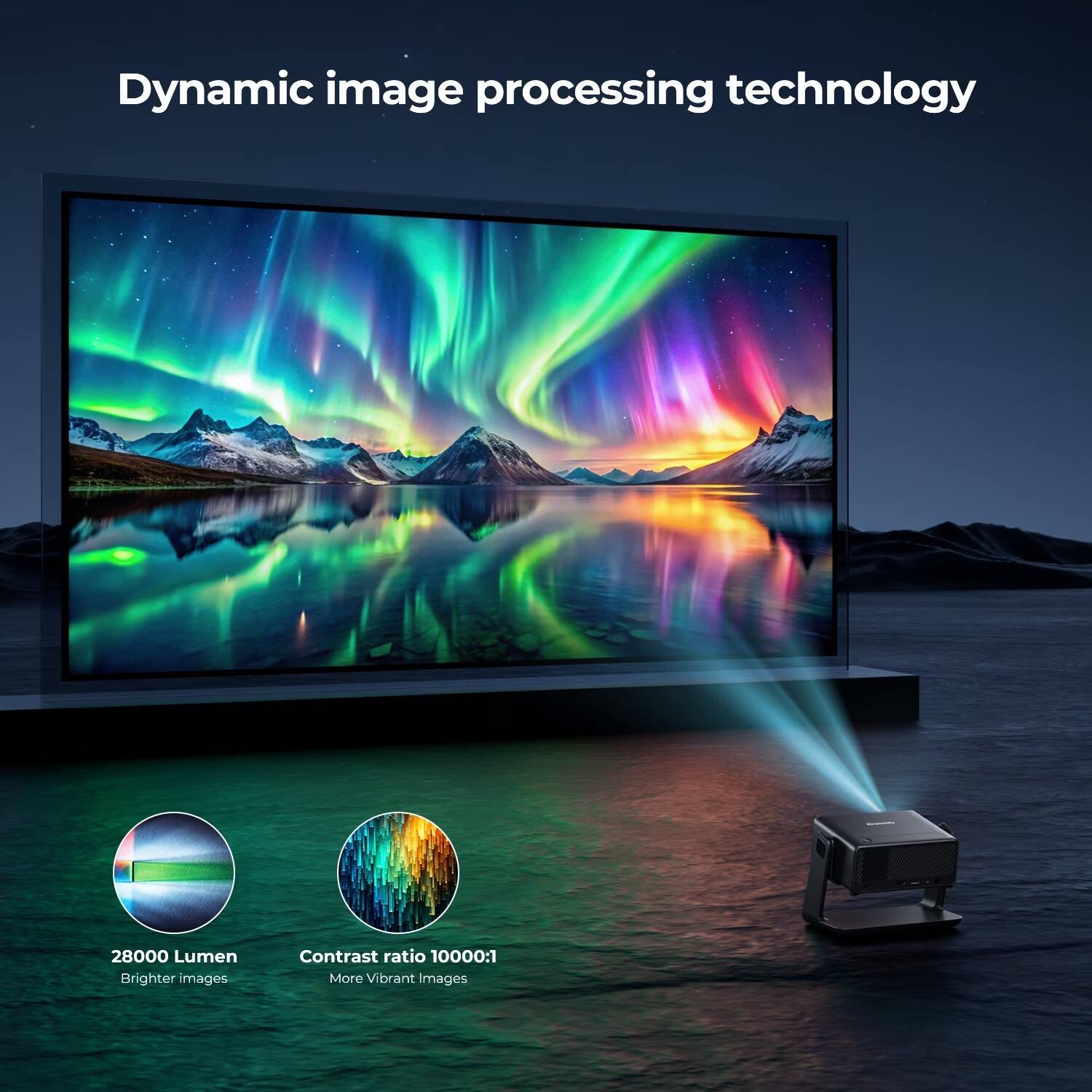 Dynamic image processing technology  
28000 Lumen Brighter images  
Contrast ratio 10000:1  
More Vibrant Images