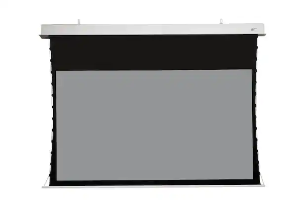 Front. Elite Screens - Evanesce Tab-Tension B CineGrey 5D 106" Electric Ceiling Recessed Projector Screen - White.
