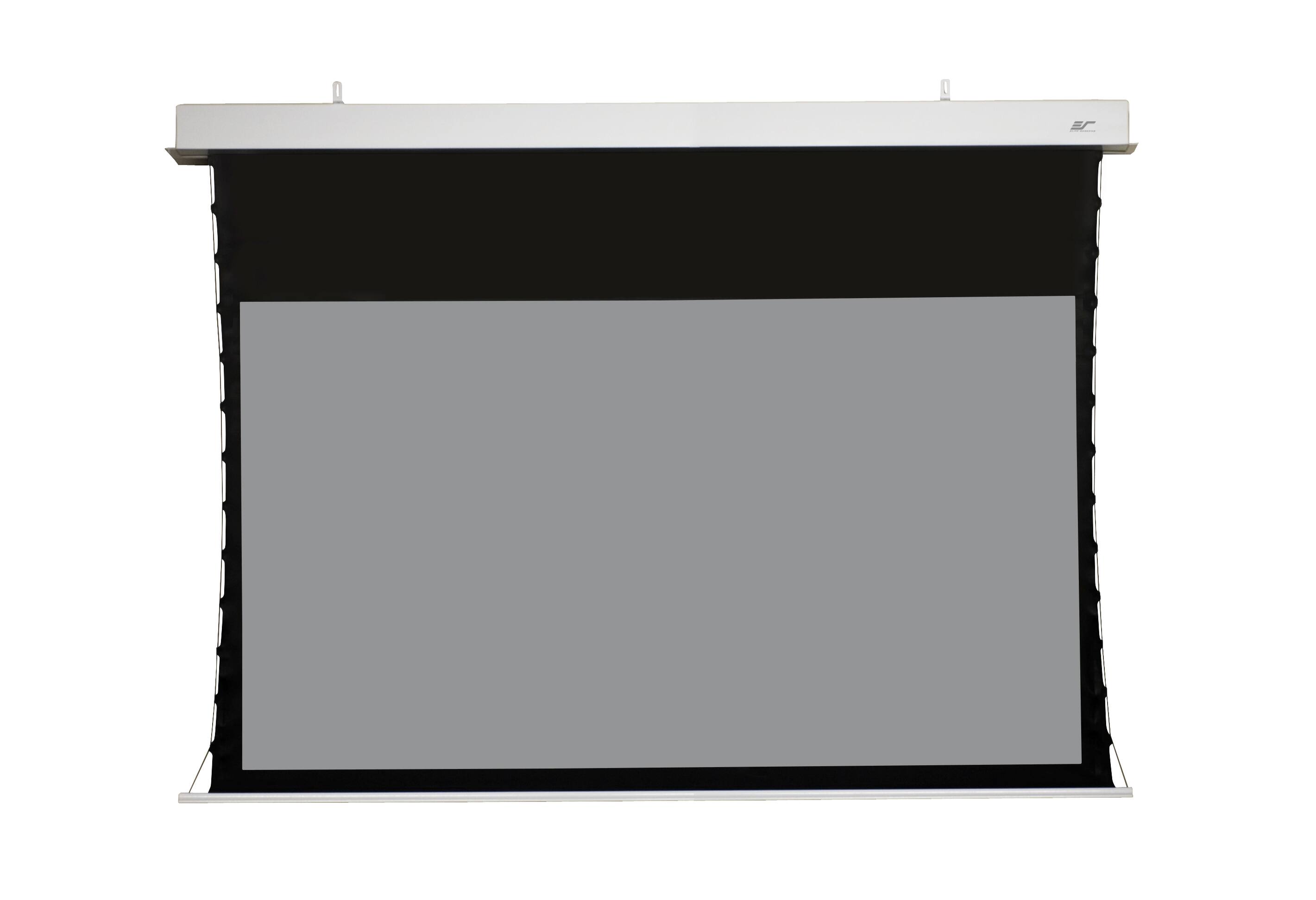 Front. Elite Screens - Evanesce Tab-Tension B CineGrey 5D 106" Electric Ceiling Recessed Projector Screen - White.