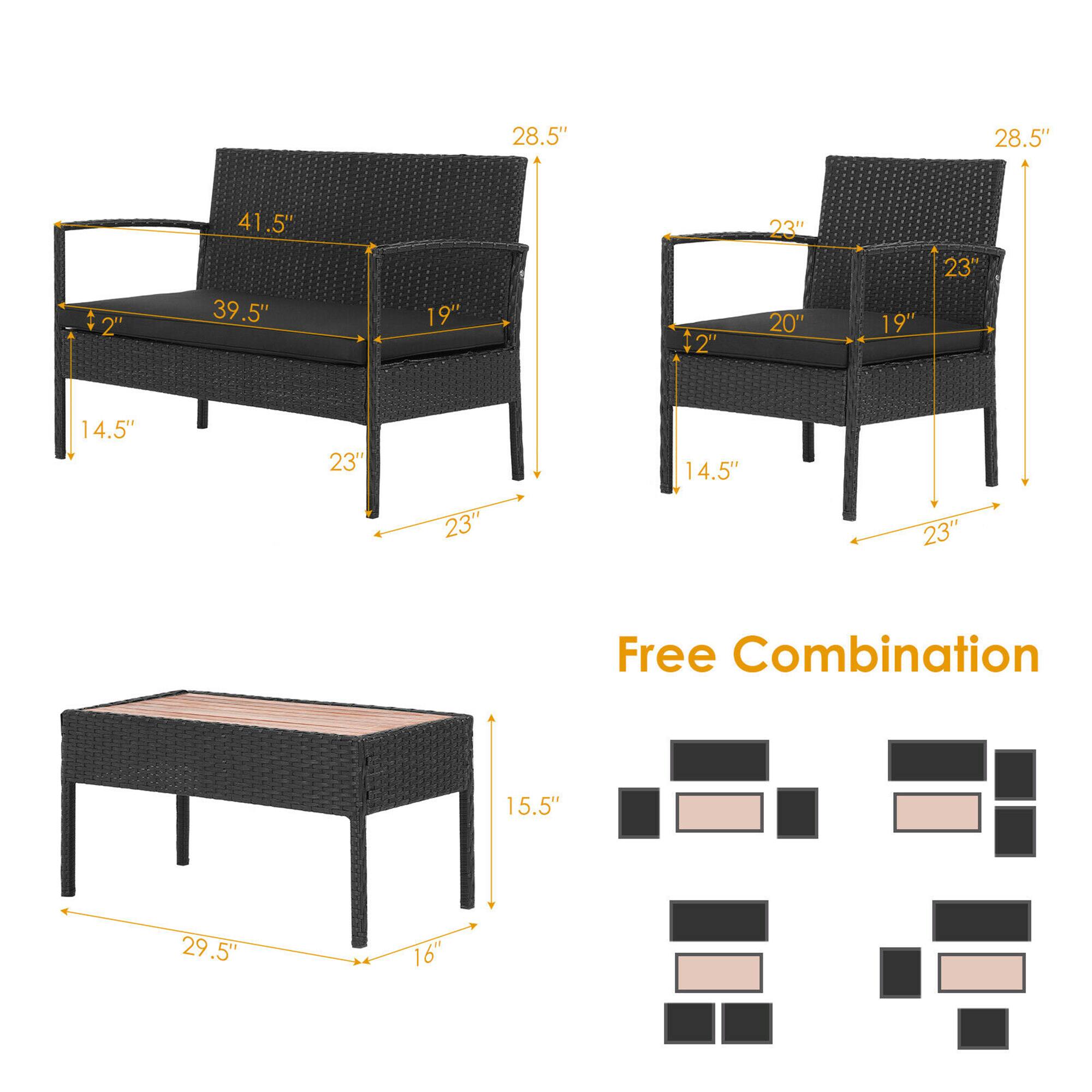 Chair: 28.5", 28.5", 41.5", 39.5", 19", 23", 20", 19", 23", 14.5", 23", 14.5", 23"
Table: 15.5", 29.5", 16"
Free Combination