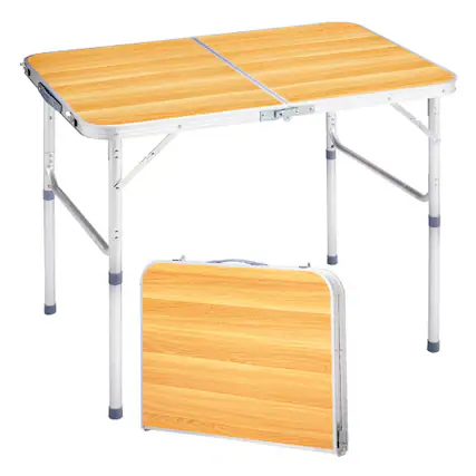 Front. Winado - 3FT Portable Folding Camping Table Aluminum with Adjustable Height, Carrying Handle Lightweight for Picnic Party Outdoor - Natural.