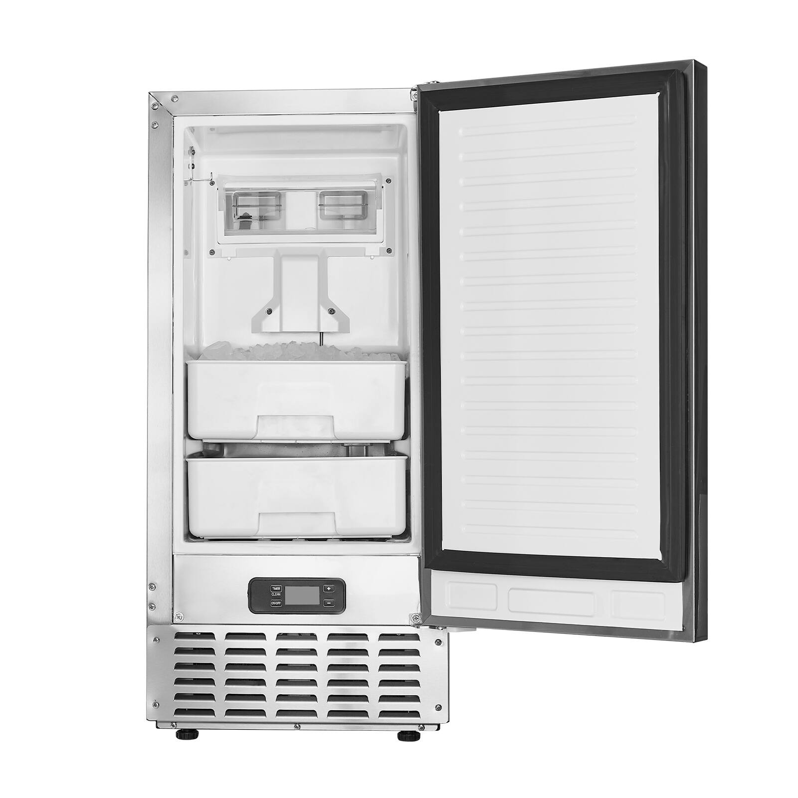 Alt View 5. VEVOR - Undercounter Built-in Ice Maker, 66 Lbs/Day Under Counter Nugget Ice Maker Machine with Reversible Door Stainless Steel - Silver.