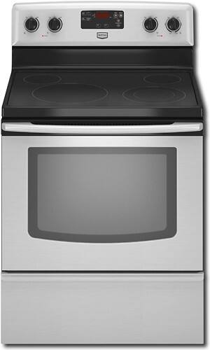 Front Standard. Maytag - 30" Self-Cleaning Freestanding Electric Range - Stainless-Steel.