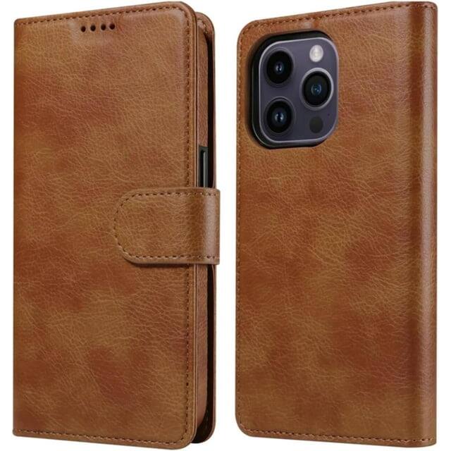 Front. RadEnergy - RadEnergy Leather Wallet Case with EMF Protection for iPhone 16 - Brown.