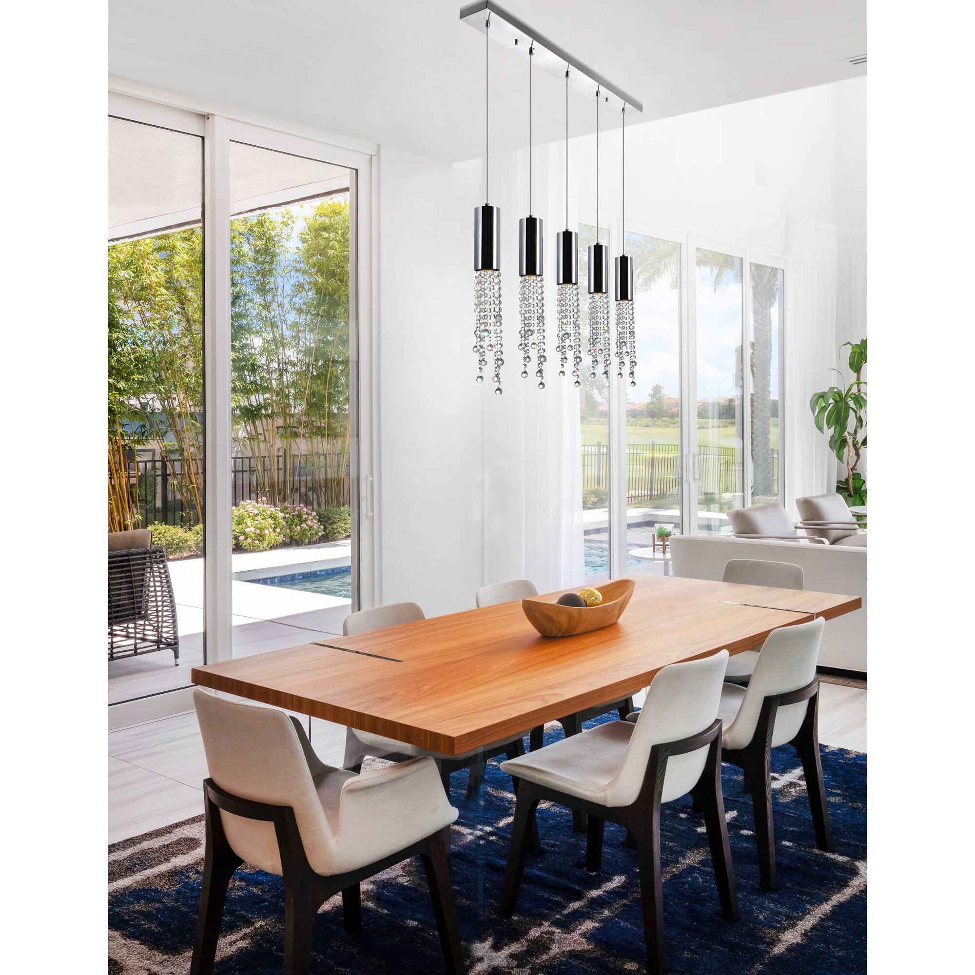 Alt View 1. CWI Lighting - Extended 5 Light Multi Light Pendant With Chrome Finish - Chrome.