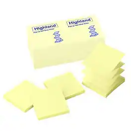 Highland - Pop-up Notes, 3" x 3", 100 Sheet/Pad, 12 Pads/Pack (6549PUY) - Yellow